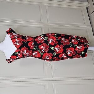Pemier Amour Black and Red Floral Dress Size 4